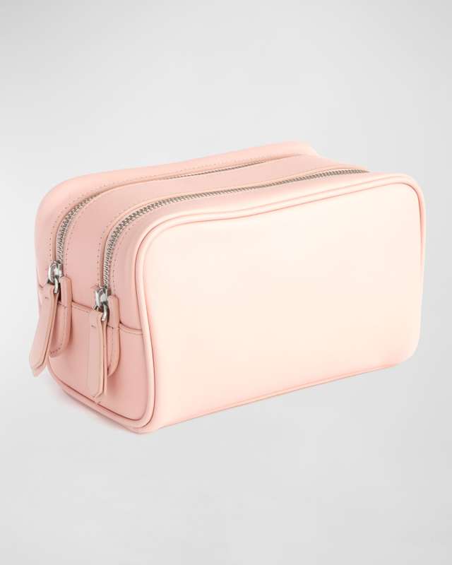 Monogrammed Double Zip Leather Toiletry Bag