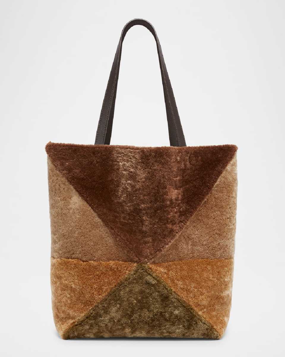 Puzzle Fold Large Sheep Shearling Fur Tote Bag