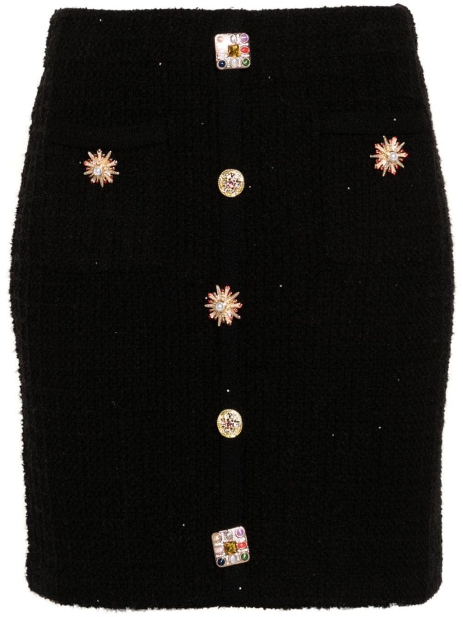 jewel buttons knitted mini skirt