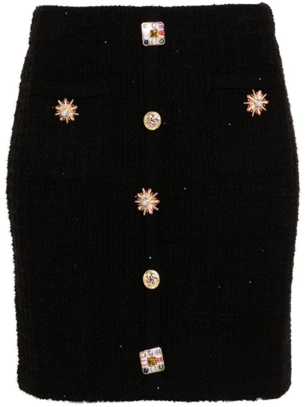 jewel buttons knitted mini skirt