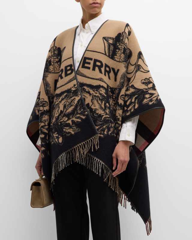 Gallant Knight Wool Cape With Leather Trim