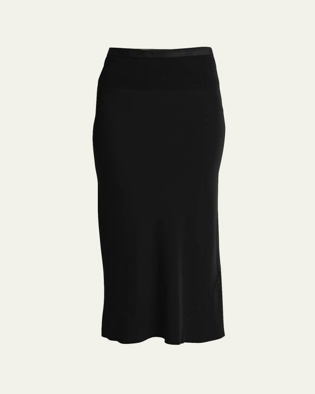 High-Waist Bias Midi Skirt