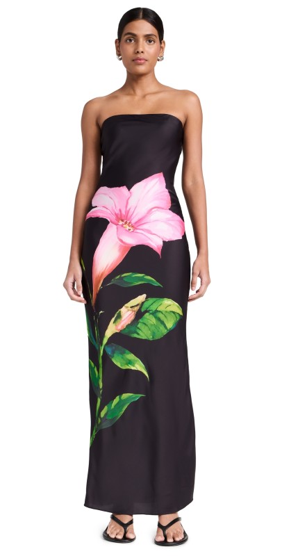 ROCOCO SAND Maxi Tube Strapless Dress Black