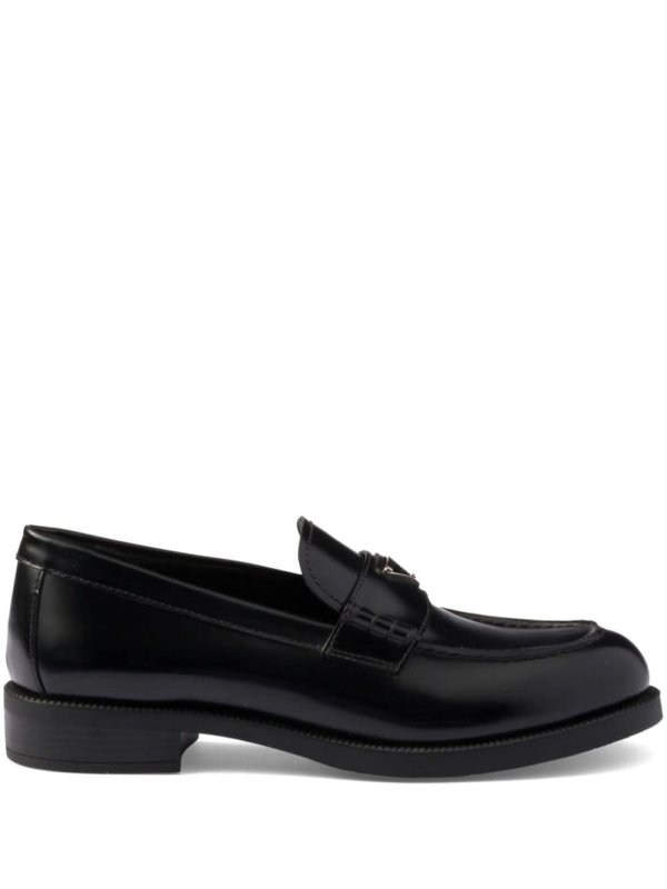 brushed leather loafers