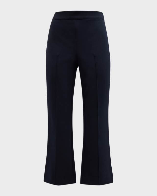 Mid-Rise Pintuck Crop Flare Pants