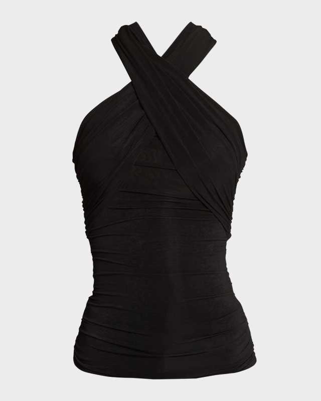 Draped Crossover Halter Top