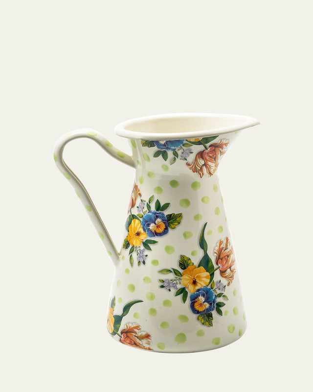 Wildflowers Enamel Large Practical Pitcher, Green