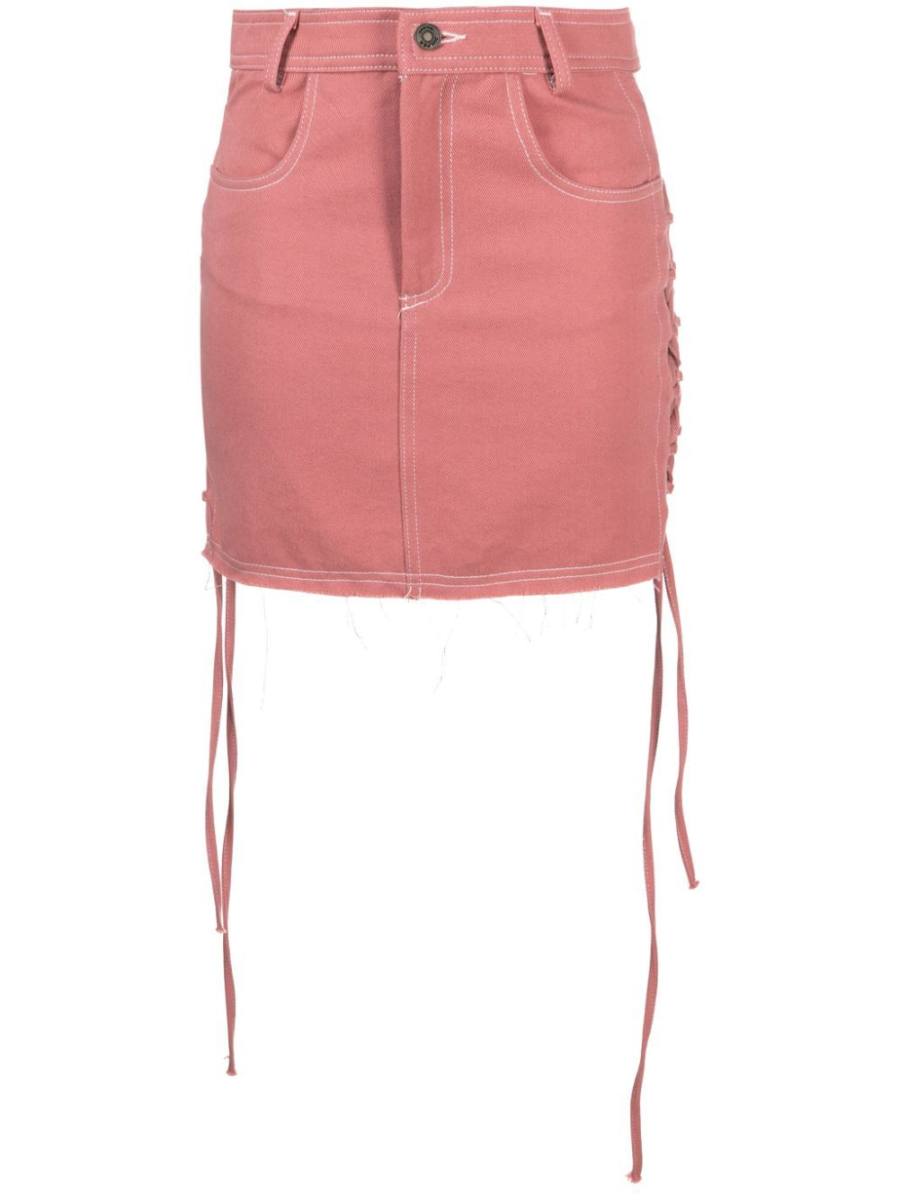lace-up denim miniskirt