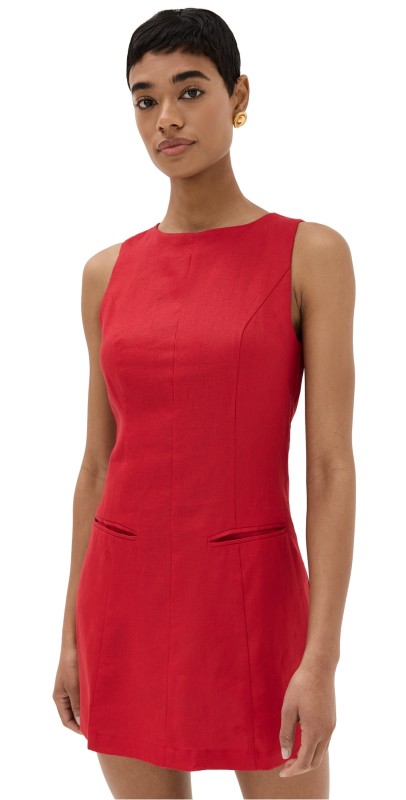 Reformation Citron Linen Dress Cherry