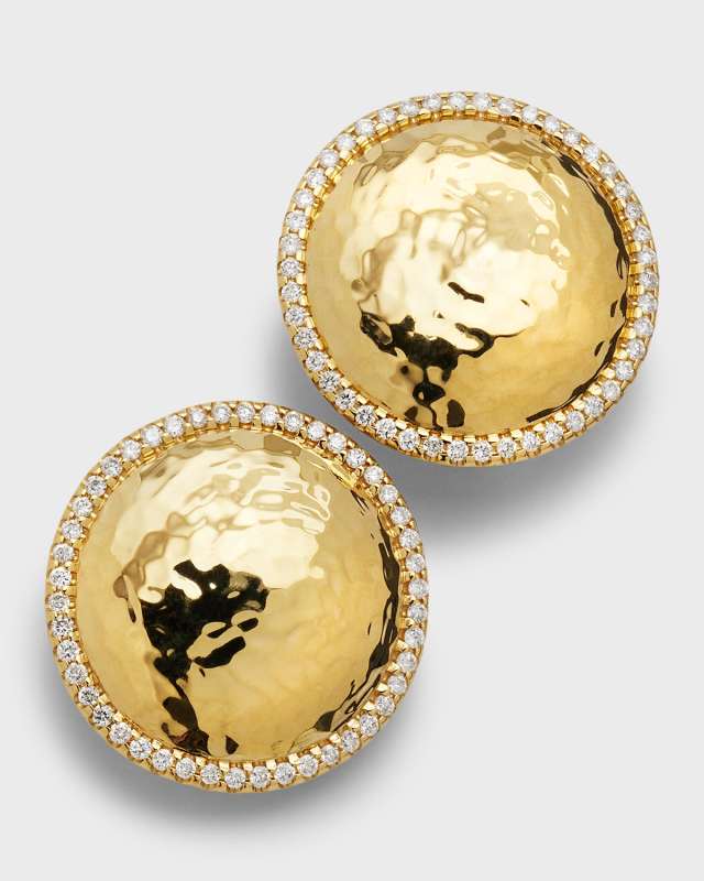 18K Stardust Goddess Hammered Dome Convertible Stud Earrings