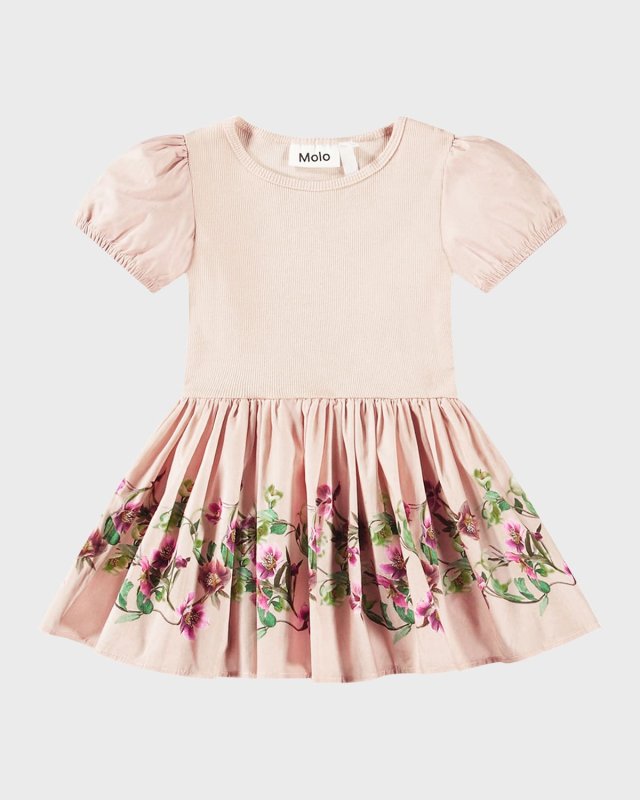 Girl's Caitlin Puff Sleeve Ribbed Dress, Size 6M-