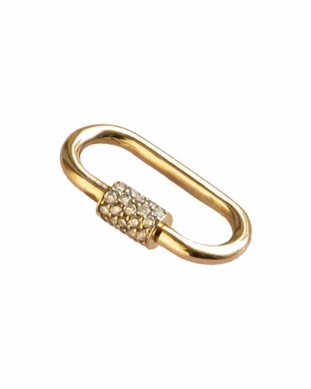 14k Gold Diamond Carabiner Lock Charm