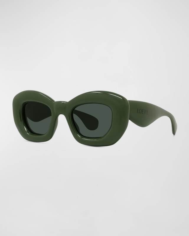 Inflated Green Acetate Butterfly Sunglasses