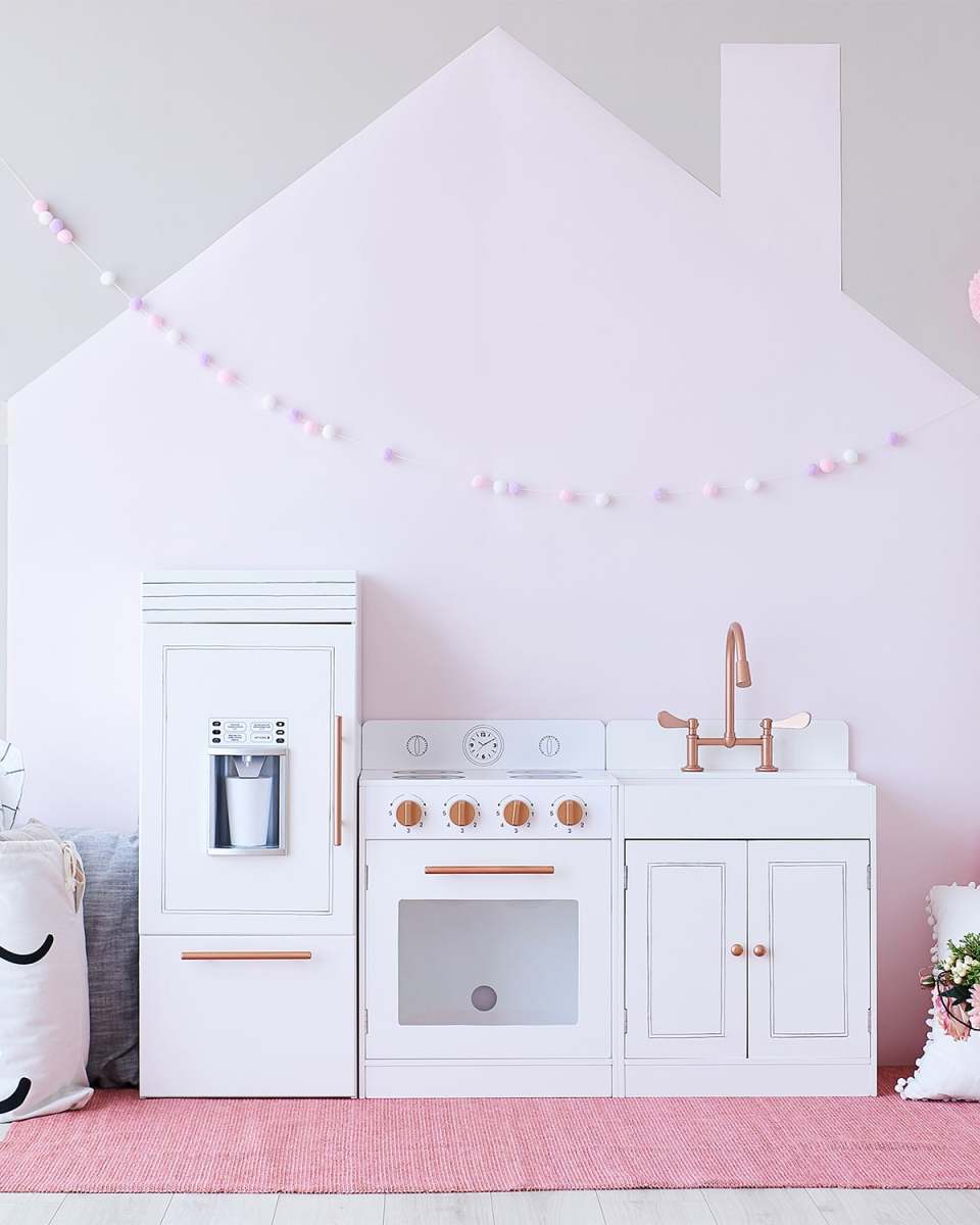 Teamson Kids Little Chef Paris Wood Play Kitchen, White/Rose Gold
