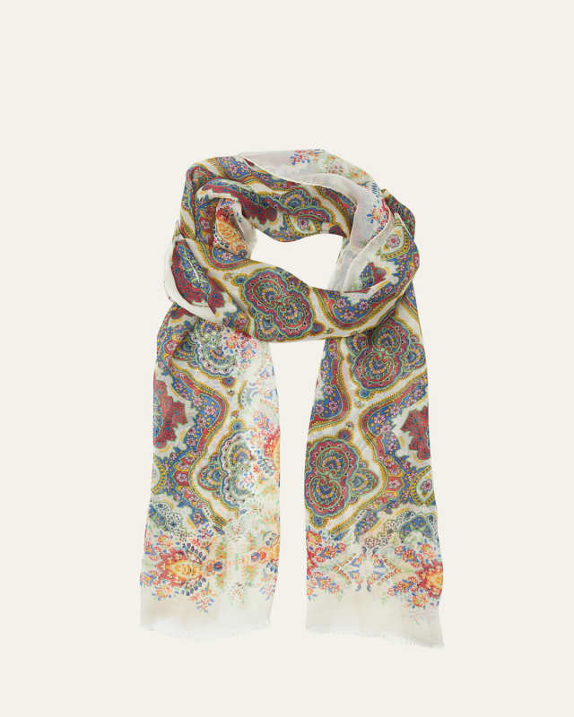 Patterned Lightweight Silk Scarf