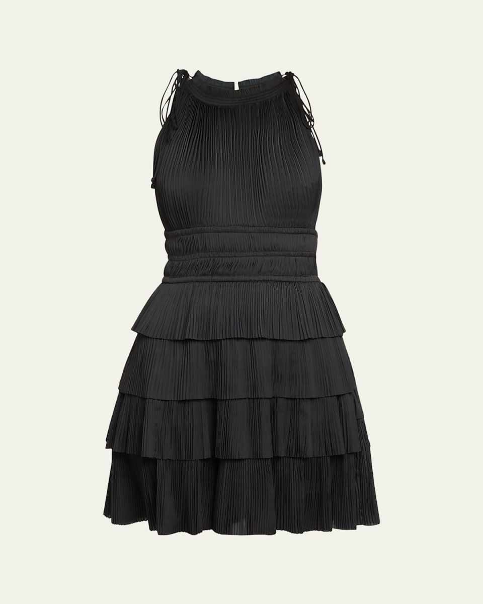 Cecily Tiered Plisse Mini Dress