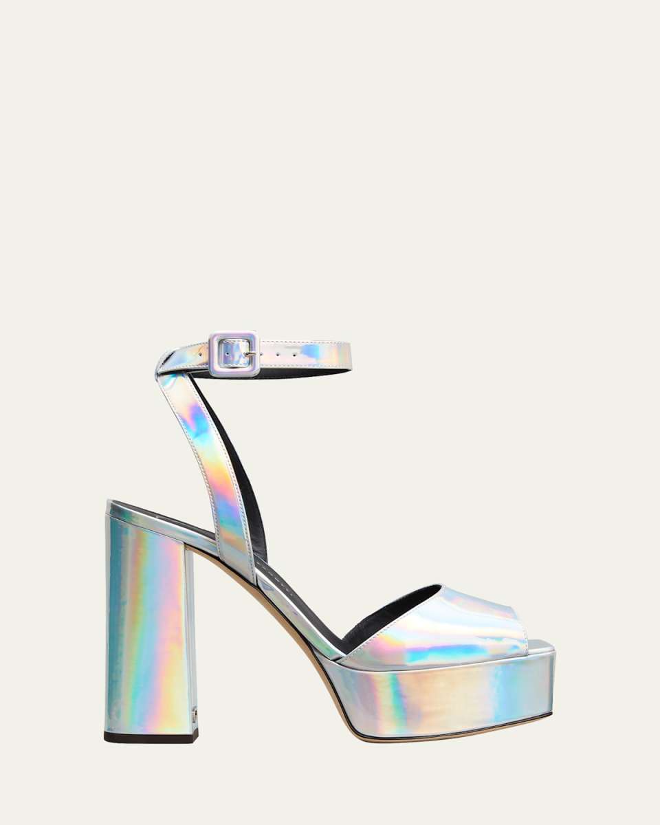 Metropolis Metallic Ankle-Strap Platform Sandals