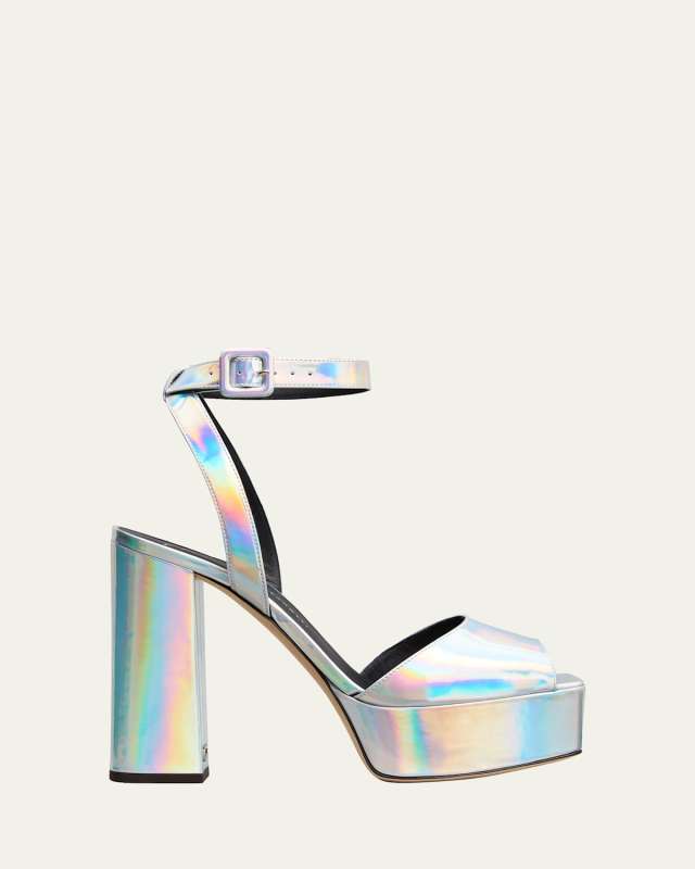 Metropolis Metallic Ankle-Strap Platform Sandals