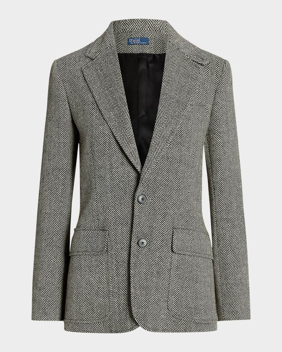 Herringbone Linen-Blend Blazer