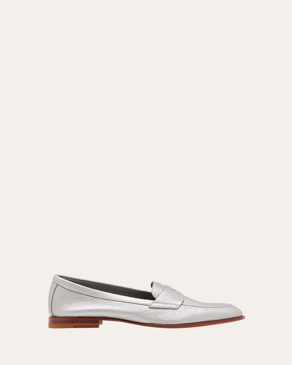 Famed Metallic Leather Penny Loafers