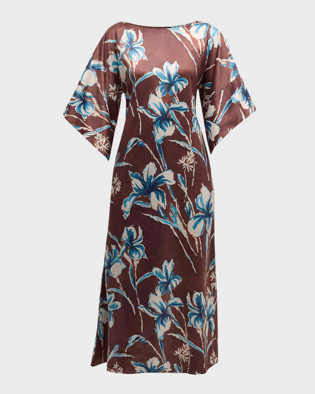 Spinnaker Printed Bell-Sleeve Maxi Dress