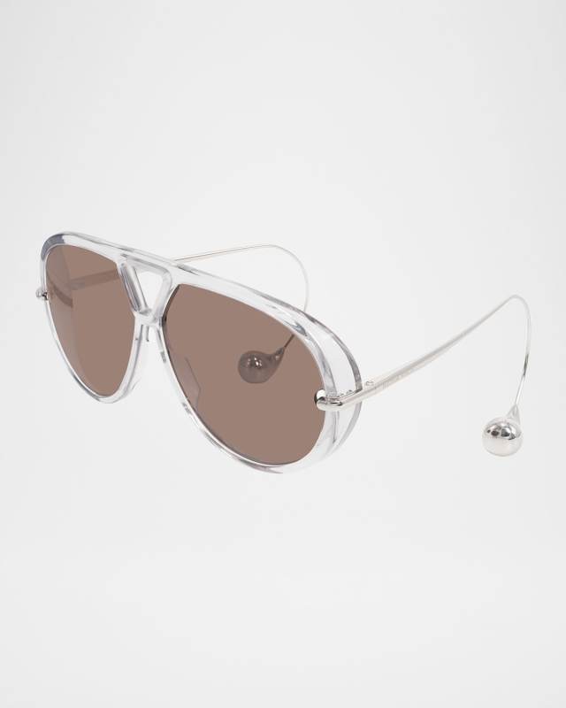Geometric Acetate & Metal Alloy Aviator Sunglasses