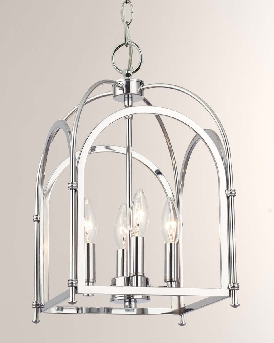 Industrial 10" Arched Chrome Chandelier