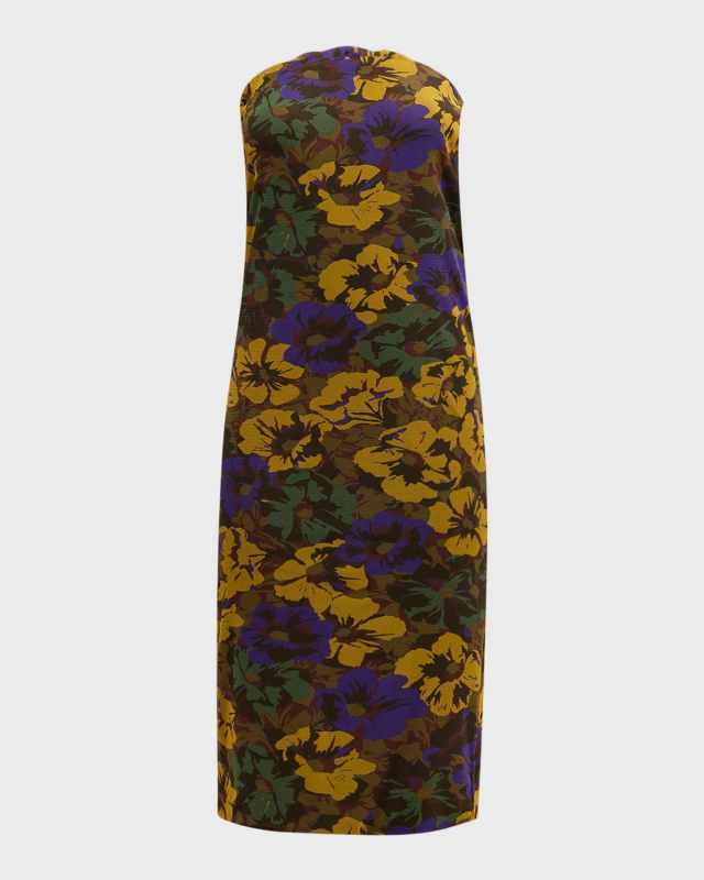 Floral-Print Strapless Dress