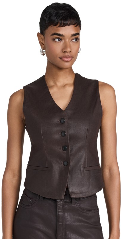 DL1961 Tailored Coated Denim Vest Walnut Coated (Vintage)