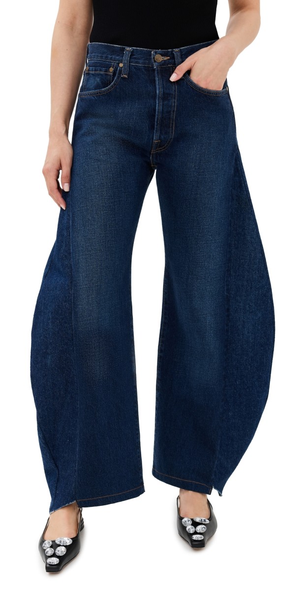 A. W.A. K.E. MODE Upcycled Jeans with Side Inserts Blue Denim