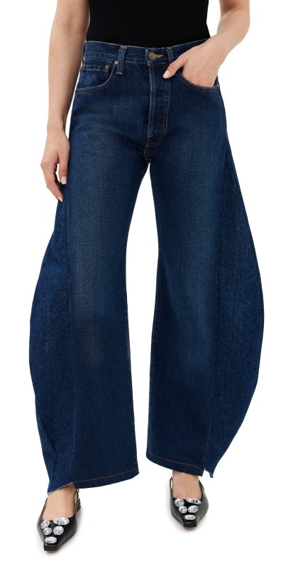A. W.A. K.E. MODE Upcycled Jeans with Side Inserts Blue Denim