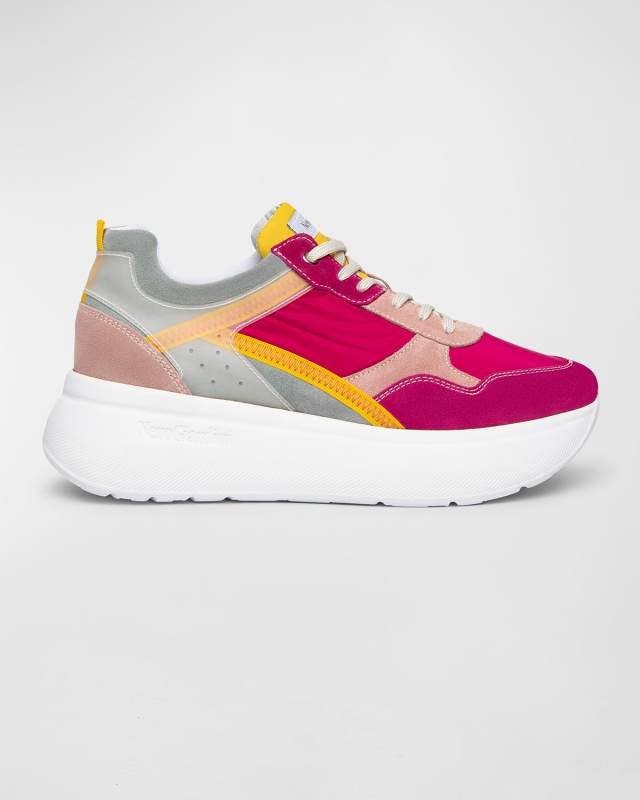 Retro Platform Velour Sporty Sneakers