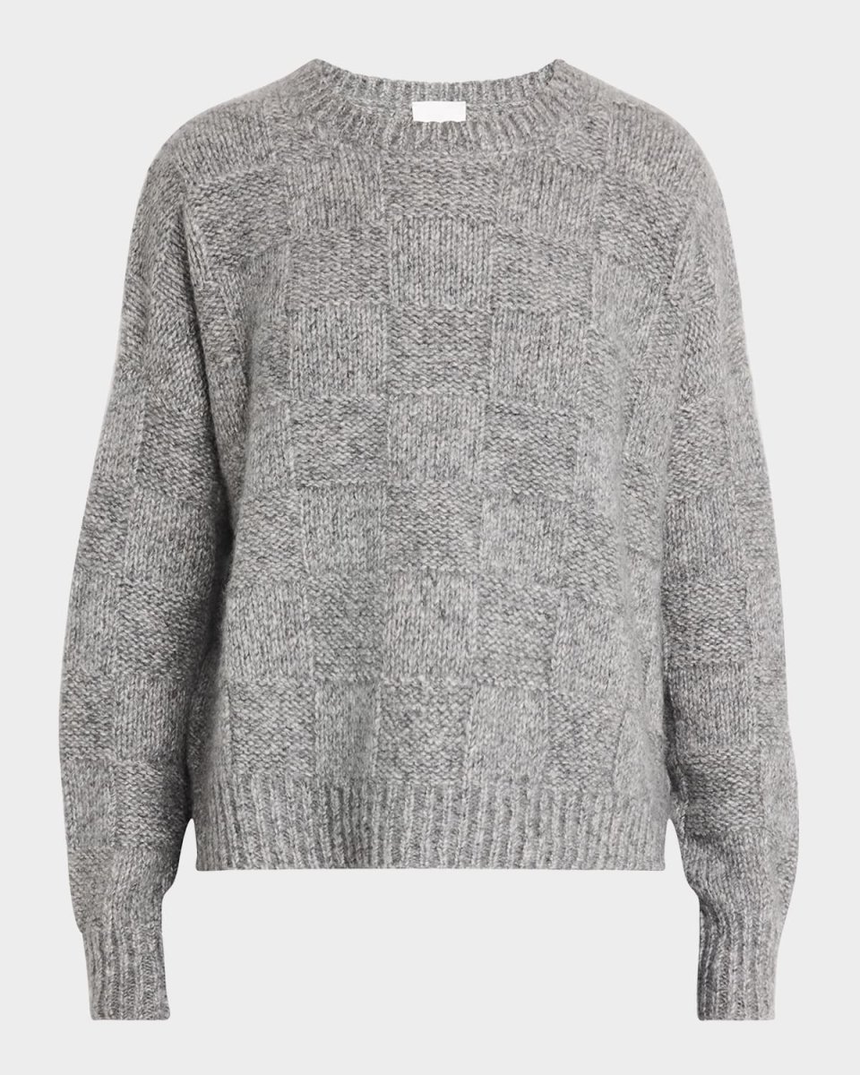 Textured Check Cashmere-Silk Sweat