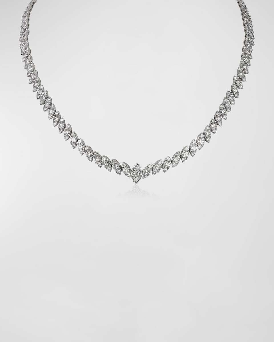 18K White Gold Diamond Marquise Necklace