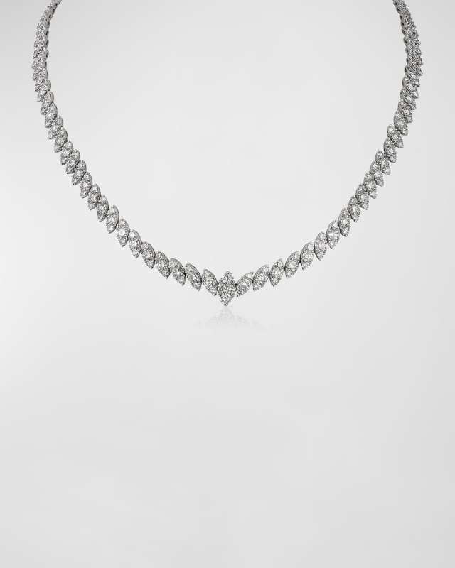 18K White Gold Diamond Marquise Necklace