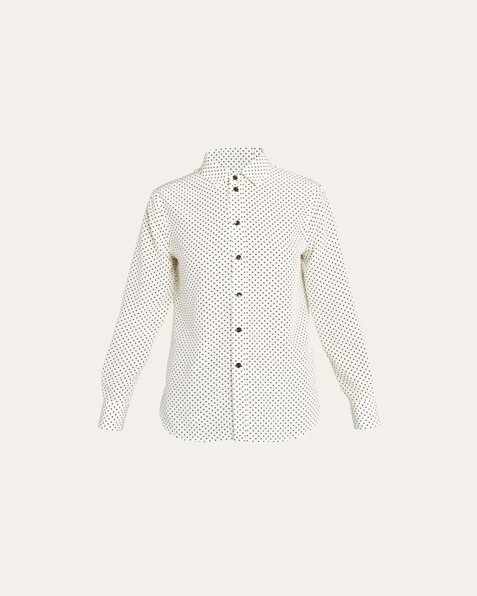 Polka-Dot Classic Button-Front Shirt