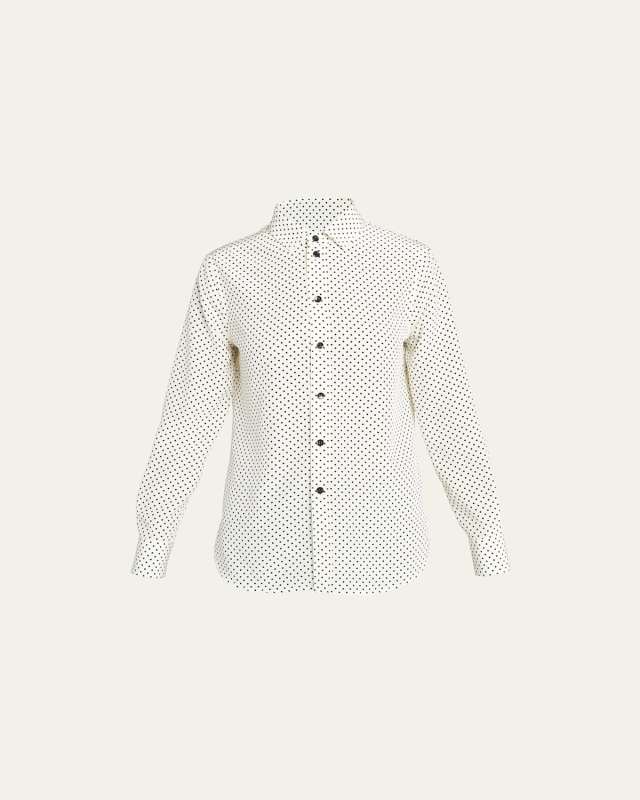 Polka-Dot Classic Button-Front Shirt