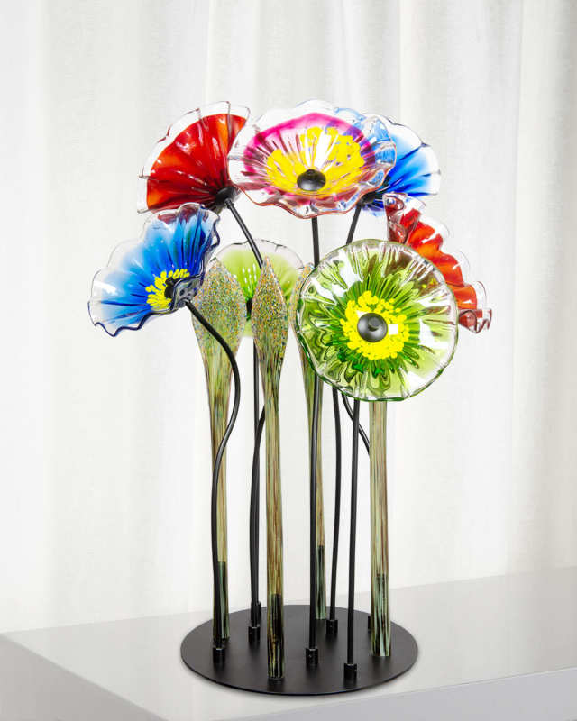 Floral Art Glass Decor