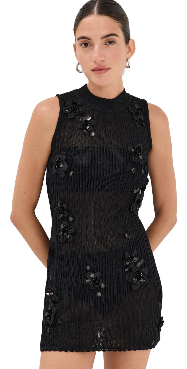 SHUSHU/TONG Sleeveless Floral Dress Black