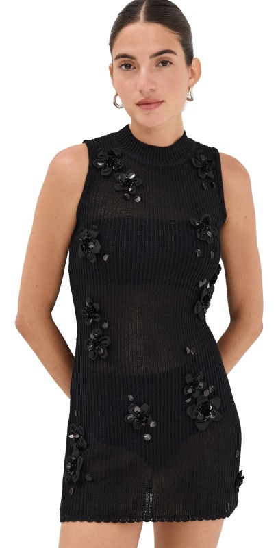 SHUSHU/TONG Sleeveless Floral Dress Black