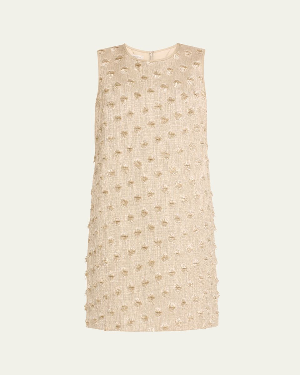 Sleeveless Fringe-Dot Shift Dress