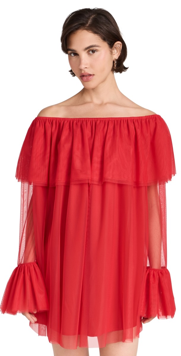 CAROLINE CONSTAS Thelma Mini Dress Crimson