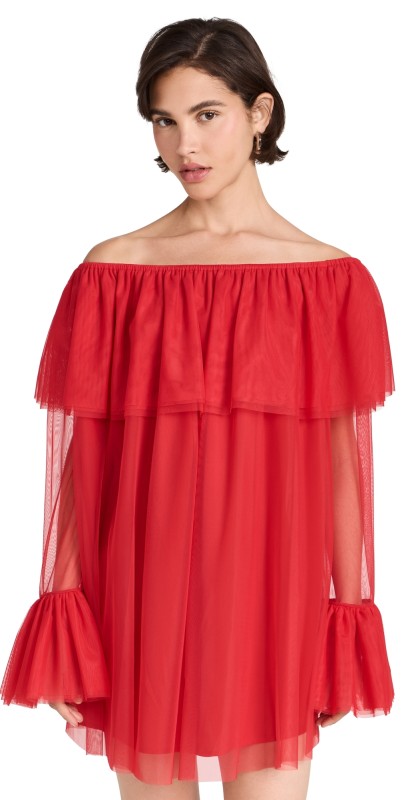 CAROLINE CONSTAS Thelma Mini Dress Crimson