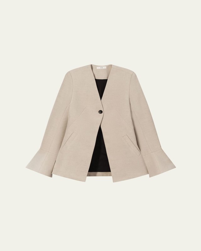 Flare-Cuff Single-Breasted Jacket