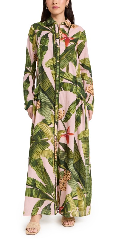 FARM Rio Banana Leaves Cover Up Banana Leaves Pink