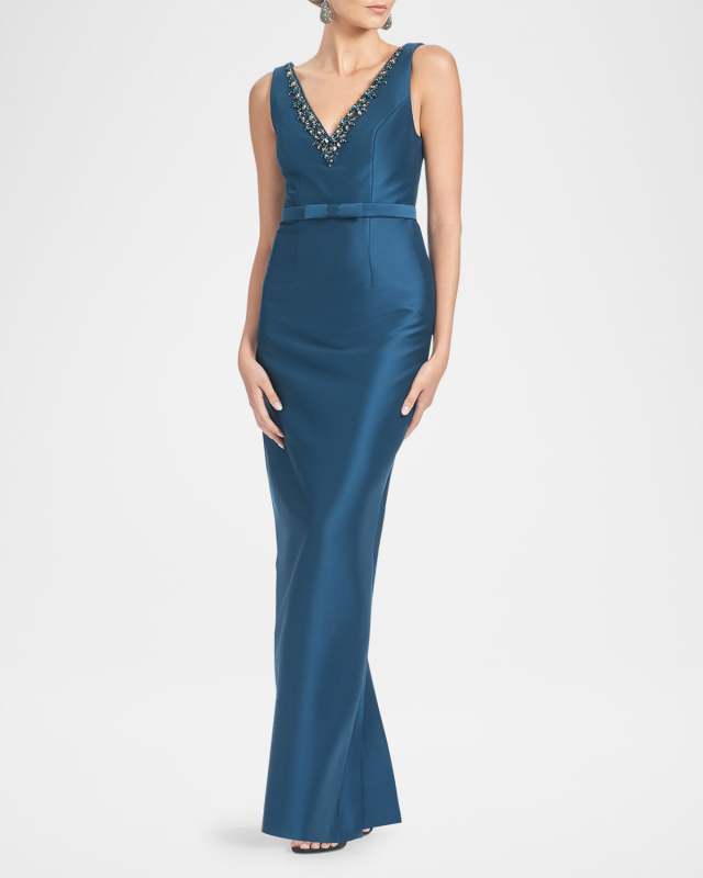 Garda Crystal-Embellished Column Gown