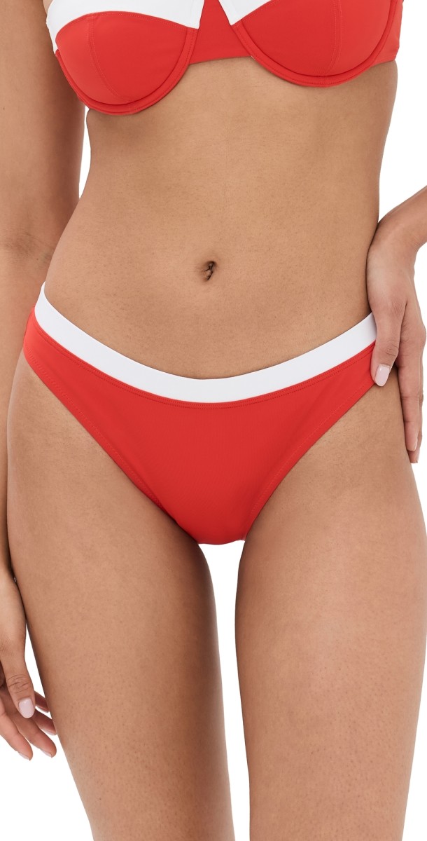 STAUD Gemma Bikini Bottoms Red/White