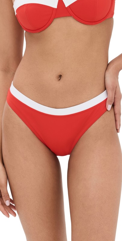 STAUD Gemma Bikini Bottoms Red/White