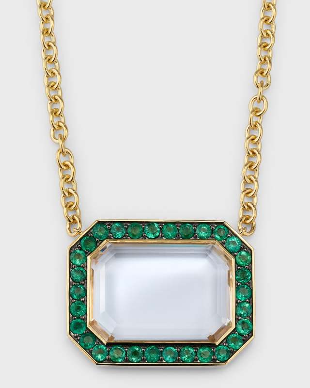 18K Rock Crystal Octagonal Pendant Necklace