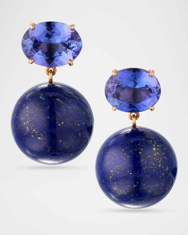 Gumball 18K Rose Gold Tanzanite Post Earrings, One-Of-A-Kind